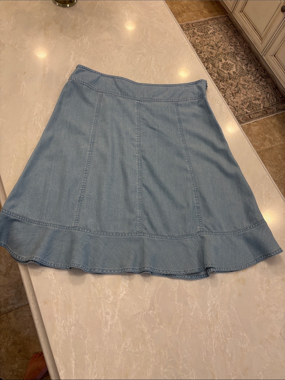 Villager A Liz Claiborne Company A-Line Chambray Denim Skirt with Ruffle Hem-10